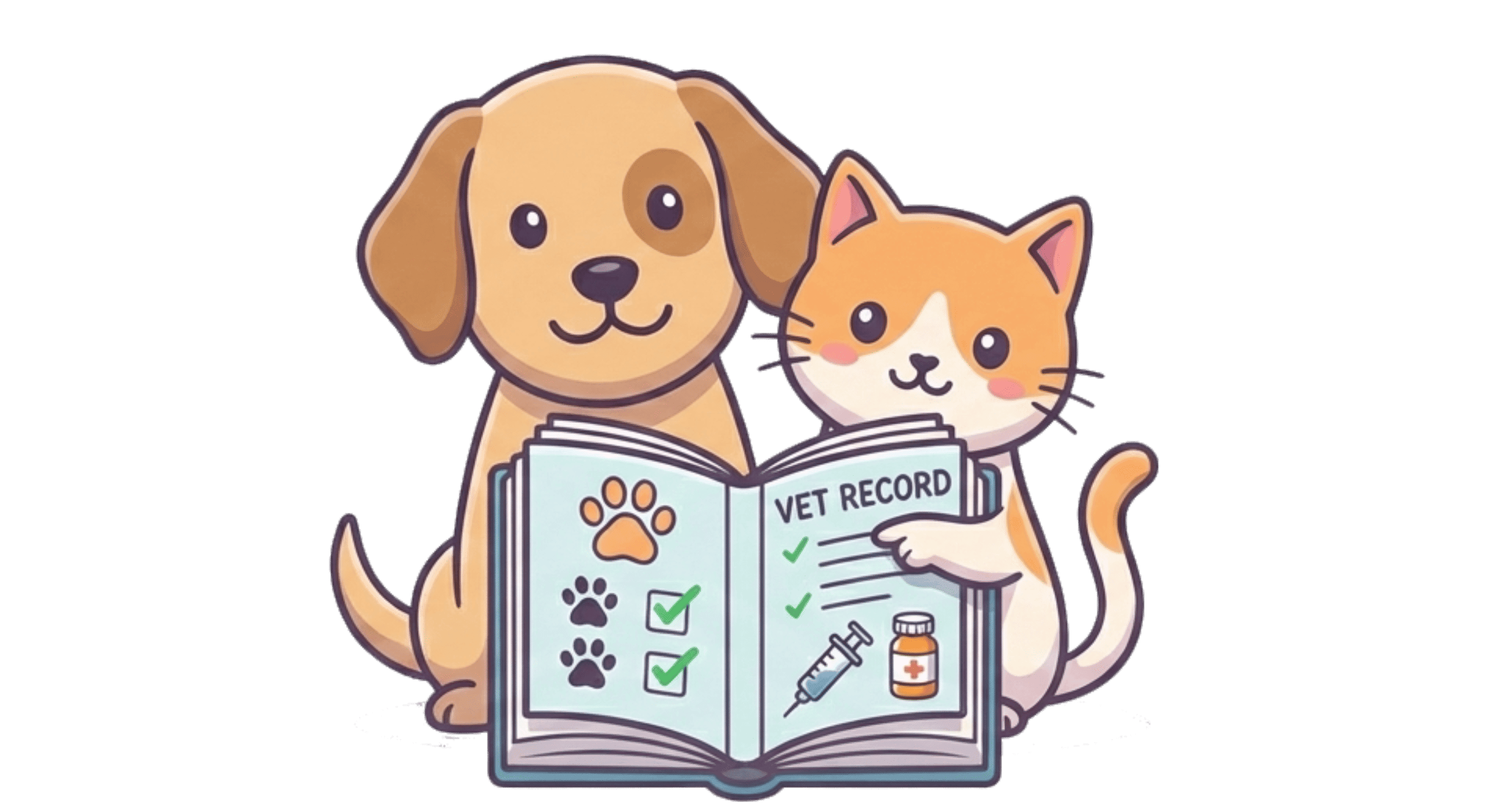 Cane e gatto con il libretto veterinario