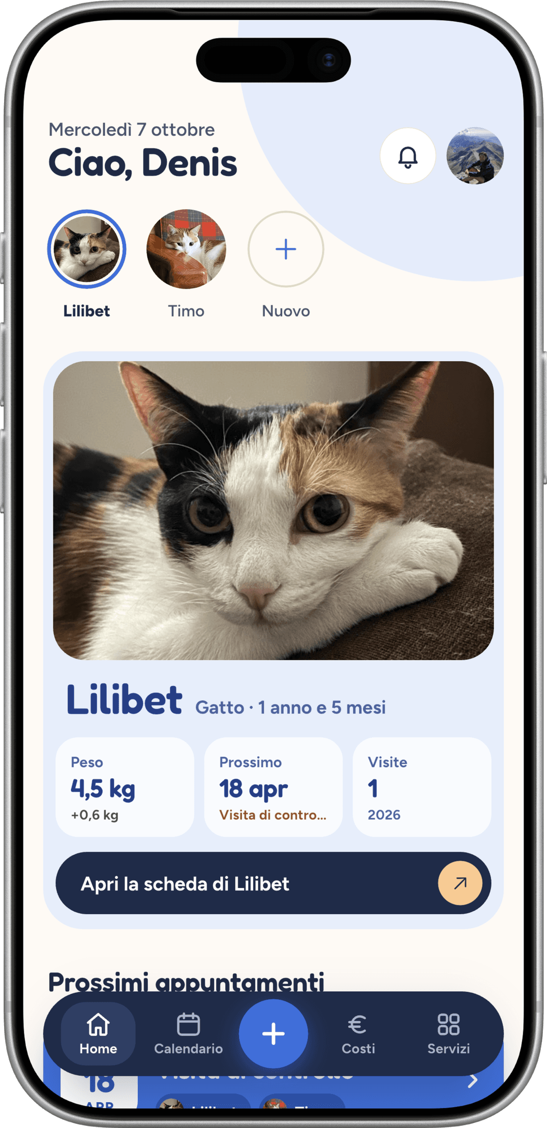 Schermata dell'app Pets Lovers